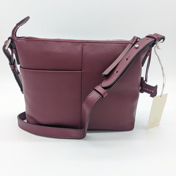 RADLEY Fountain Road leather medium women's crossbody + Dust bag WINE/BURGUNDY - Picture 4 of 9